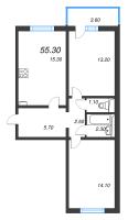 3 ккв (Евро) № 107 Корп.: 29.5 , Секция 1  в ЖК Цветной город