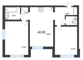 2 ккв № 6 Дом: 353.1 Корп.: 29.7 , Секция 1  в ЖК Цветной город