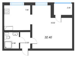 1 ккв № 408 Дом: 353.1 Корп.: 29.7 , Секция 3  в ЖК Цветной город