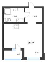 Студия № 470 Дом: 353.1 Корп.: 29.7 , Секция 3  в ЖК Цветной город