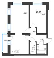 2 ккв № 282 Дом: 347.1 Корп.: 29.9 , Секция 2  в ЖК Цветной город