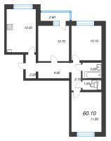 3 ккв № 99 Дом: 347.1 Корп.: 29.9 , Секция 1  в ЖК Цветной город
