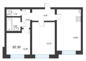 3 ккв (Евро) № 3 Дом: 352.2 Корп.: 29.6 , Секция 1  в ЖК Цветной город