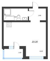 Студия № 370 Дом: 353.1 Корп.: 29.7 , Секция 3  в ЖК Цветной город