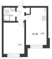 2 ккв (Евро) № 6 Дом: 352.2 Корп.: 29.6 , Секция 1  в ЖК Цветной город
