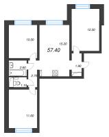 4 ккв (Евро) № 5 Дом: 347.1 Корп.: 29.9 , Секция 1  в ЖК Цветной город