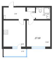 1 ккв № 53 Дом: 353.1 Корп.: 29.7 , Секция 1  в ЖК Цветной город