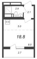 Студия № 94 Дом: 343.3 Корп.: 29.1 , Секция 1  в ЖК Цветной город