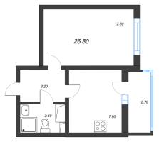 1 ккв № 244 Дом: 353.1 Корп.: 29.7 , Секция 2  в ЖК Цветной город