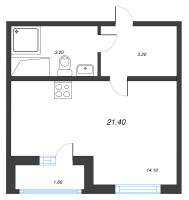 Студия № 208 Дом: 349.1 Корп.: 29.8 , Секция 1  в ЖК Цветной город