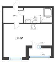 Студия № 557 Дом: 349.1 Корп.: 29.8 , Секция 2  в ЖК Цветной город