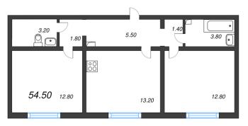 2 ккв № 3 Дом: 353.1 Корп.: 29.7 , Секция 1  в ЖК Цветной город