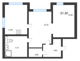 2 ккв № 5 Дом: 353.1 Корп.: 29.7 , Секция 1  в ЖК Цветной город