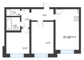 3 ккв (Евро) № 11 Дом: 352.2 Корп.: 29.6 , Секция 1  в ЖК Цветной город