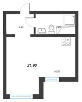 Студия № 307 Дом: 353.1 Корп.: 29.7 , Секция 3  в ЖК Цветной город