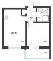 2 ккв (Евро) № 101 Дом: 352.2 Корп.: 29.6 , Секция 1  в ЖК Цветной город