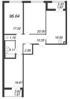 4 ккв (Евро) № 5ж Дом: 32В Корп.: 2 , Секция 7  в ЖК Дефанс Бизнес