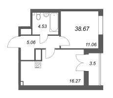 2 ккв (Евро) № 118д Дом: 32В Корп.: 2 , Секция 5  в ЖК Дефанс Бизнес