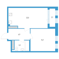 2 ккв (Евро) № 183т Дом: 32В Корп.: 1 , Секция 18  в ЖК Дефанс Премиум