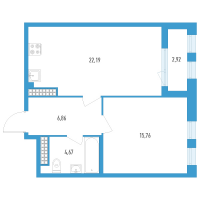 2 ккв (Евро) № 153т Дом: 32В Корп.: 1 , Секция 18  в ЖК Дефанс Премиум