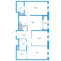 4 ккв (Евро) № 145с Дом: 32В Корп.: 1 , Секция 17  в ЖК Дефанс Премиум