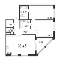 3 ккв (Евро) № 92с Дом: 32В Корп.: 1 , Секция 17  в ЖК Дефанс Премиум