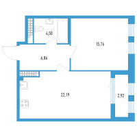 2 ккв (Евро) № 142т Дом: 32В Корп.: 1 , Секция 18  в ЖК Дефанс Премиум