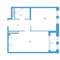 2 ккв (Евро) № 172т Дом: 32В Корп.: 1 , Секция 18  в ЖК Дефанс Премиум