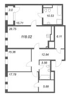 3 ккв № 134с Дом: 32В Корп.: 1 , Секция 17  в ЖК Дефанс Премиум