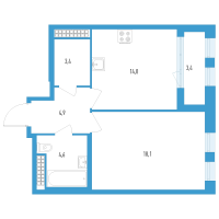 1 ккв № 174т Дом: 32В Корп.: 1 , Секция 18  в ЖК Дефанс Премиум