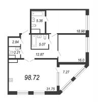 3 ккв (Евро) № 76с Дом: 32В Корп.: 1 , Секция 17  в ЖК Дефанс Премиум