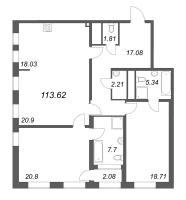 3 ккв № 132с Дом: 32В Корп.: 1 , Секция 17  в ЖК Дефанс Премиум