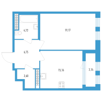 2 ккв (Евро) № 146р Дом: 32В Корп.: 1 , Секция 16  в ЖК Дефанс Премиум