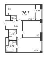 3 ккв (Евро) № 98р Дом: 32В Корп.: 1 , Секция 16  в ЖК Дефанс Премиум