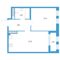 2 ккв (Евро) № 152т Дом: 32В Корп.: 1 , Секция 18  в ЖК Дефанс Премиум