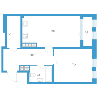 1 ккв № 171т Дом: 32В Корп.: 1 , Секция 18  в ЖК Дефанс Премиум