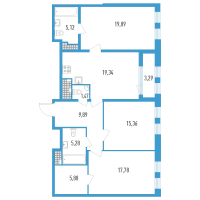 3 ккв № 121п Дом: 32В Корп.: 1 , Секция 15  в ЖК Дефанс Премиум