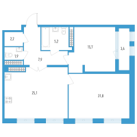 3 ккв (Евро) № 175т Дом: 32В Корп.: 1 , Секция 18  в ЖК Дефанс Премиум