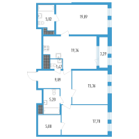 4 ккв (Евро) № 137п Дом: 32В Корп.: 1 , Секция 15  в ЖК Дефанс Премиум