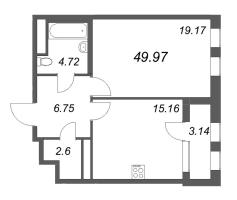 1 ккв № 130р Дом: 32В Корп.: 1 , Секция 16  в ЖК Дефанс Премиум