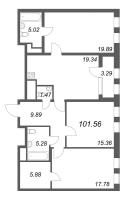 3 ккв № 129с Дом: 32В Корп.: 1 , Секция 17  в ЖК Дефанс Премиум