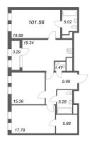 4 ккв (Евро) № 134р Дом: 32В Корп.: 1 , Секция 16  в ЖК Дефанс Премиум