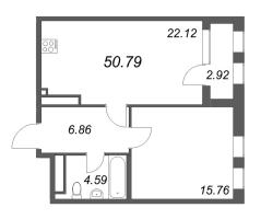 2 ккв (Евро) № 163т Дом: 32В Корп.: 1 , Секция 18  в ЖК Дефанс Премиум