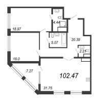 3 ккв (Евро) № 97т Дом: 32В Корп.: 1 , Секция 18  в ЖК Дефанс Премиум