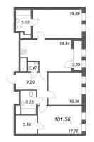 4 ккв (Евро) № 129п Дом: 32В Корп.: 1 , Секция 15  в ЖК Дефанс Премиум