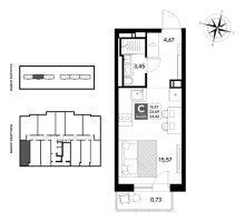 Студия № 228 Корп.: 2 , Секция 2  в ЖК Догма Юкки