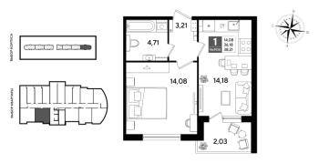 1 ккв № 904 Корп.: 5 , Секция 7  в ЖК Догма Юкки