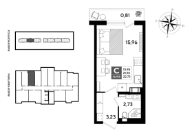 Студия № 198 Корп.: 5 , Секция 2  в ЖК Догма Юкки