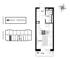 Студия № 67 Корп.: 2 , Секция 1  в ЖК Догма Юкки
