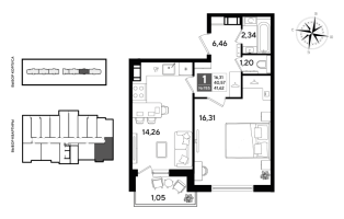 1 ккв № 785 Корп.: 5 , Секция 6  в ЖК Догма Юкки